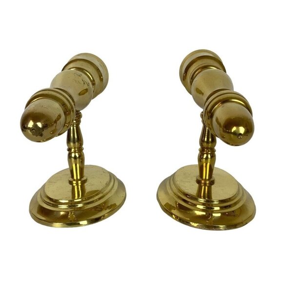 Solid Shiny Brass Sconces Candleholders Pair Wall Mount Gold Made in India Vtg - Picture 5 of 7